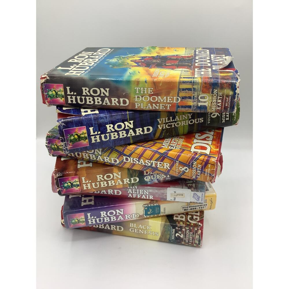 Lot 7 L Ron Hubbard Mission Earth 1st Edition Hardcover Sci-Fi Reader Set
